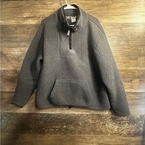 PINK Victoria's Secret Gray Sherpa Quarter Zip Pullover Sweatshirt